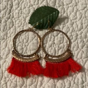 Red tassel earrings
